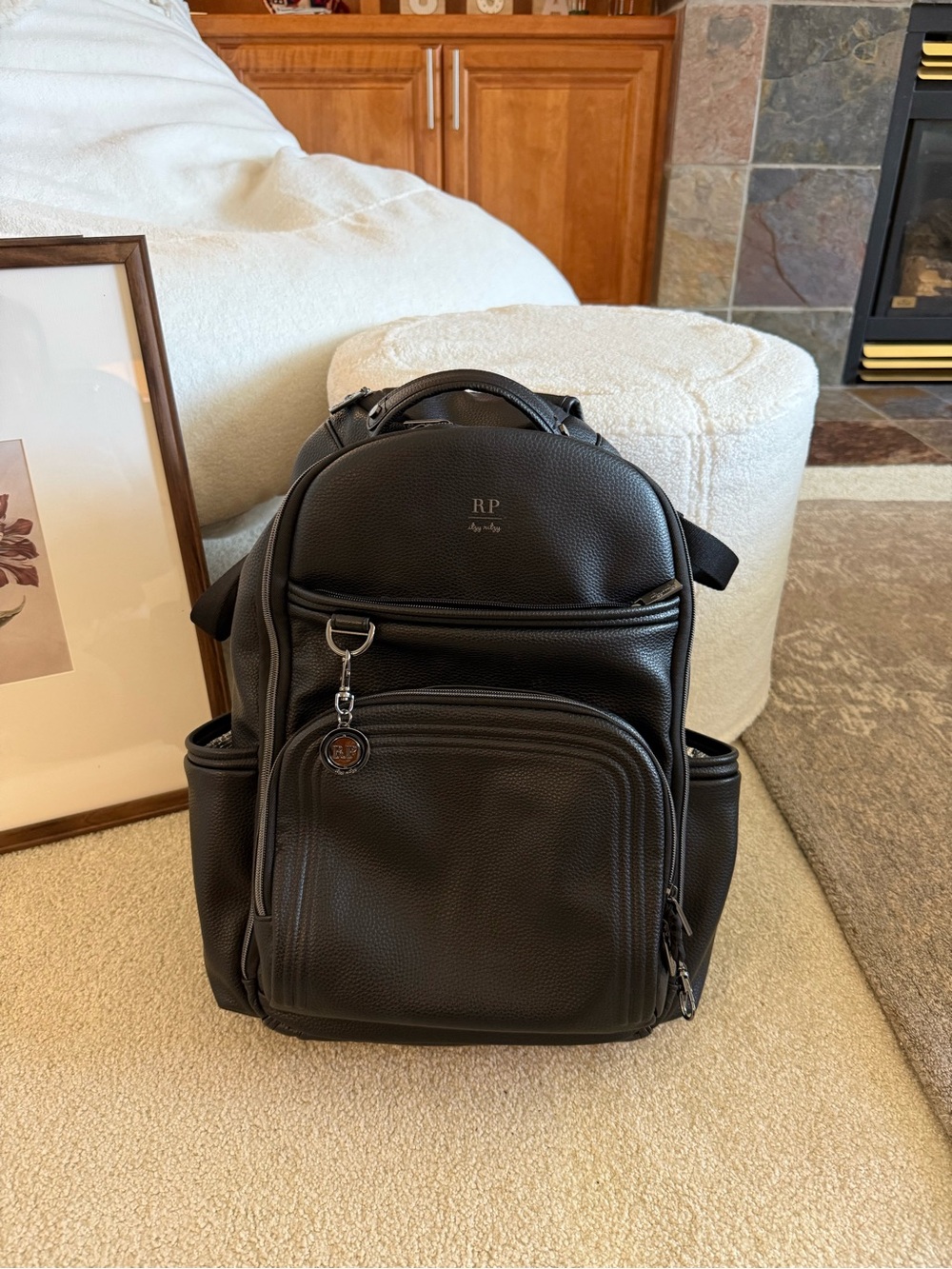 Rachel Parcel RP Black Leather Itzy Ritzy Collab Mom or Work Bag